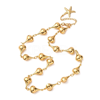 304 Stainless Steel Teardrop Link Chain Necklaces for Women NJEW-G178-06G-1