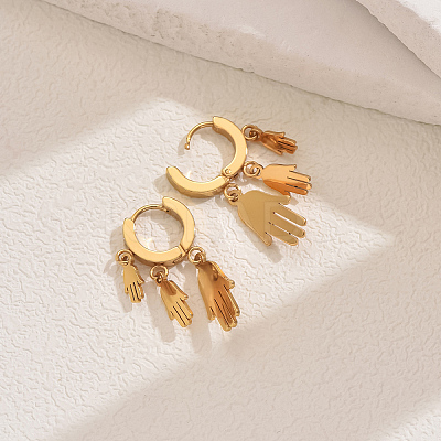 Elegant 201 Stainless Steel Hand Chandelier Earrings ZD9069-1-1