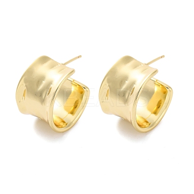 Brass C-Shaped Stud Earrings EJEW-R025-37G-1