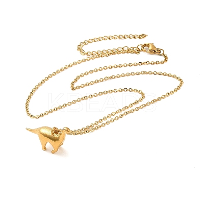 Dinosaur Brass Pendant Necklaces NJEW-B114-01G-04-1
