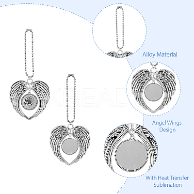 4Pcs 2 Style Tibetan Style Alloy Heat Transfer Sublimation Hanging Blank Pendant Decorations HJEW-FH0006-54-1