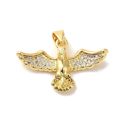 Rack Plating Brass Micro Pave Clear Cubic Zirconia Pendants KK-C047-20D-G-1