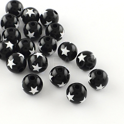 Star Pattern Opaque Acrylic Beads SACR-R882-20mm-01-1