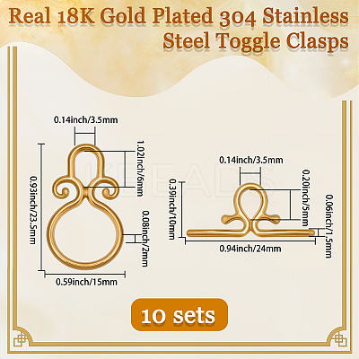 10Pcs 304 Stainless Steel Toggle Clasps STAS-BBC0008-32G-1