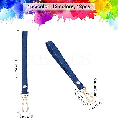 12Pcs 12 Colors PU Leather Wrist Strap Keychains KEYC-CA0001-19-1