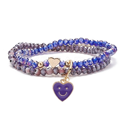 Round Glass Evil Eye Triple Layer Multi-strand Bracelet BJEW-JB08229-05-1