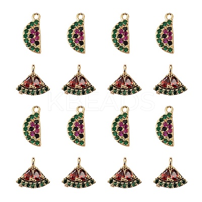 8Pcs Brass Micro Pave Colorful Cubic Zirconia Charms KK-LS0001-40-1