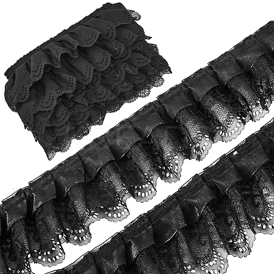 3-Layer Pleated Chiffon Flower Lace Trim OCOR-GF0003-26A-1