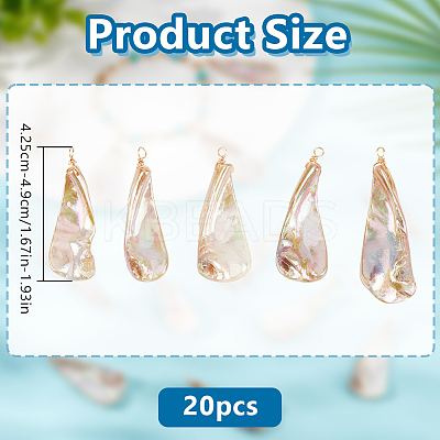 20Pcs Electroplated Natural Freshwater Shell Pendants PALLOY-GO00064-1