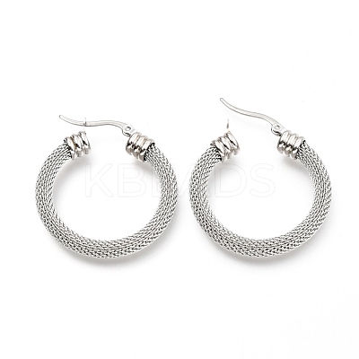 Non-Tarnish 304 Stainless Steel Mesh Hoop Earrings EJEW-C501-12P-A-1