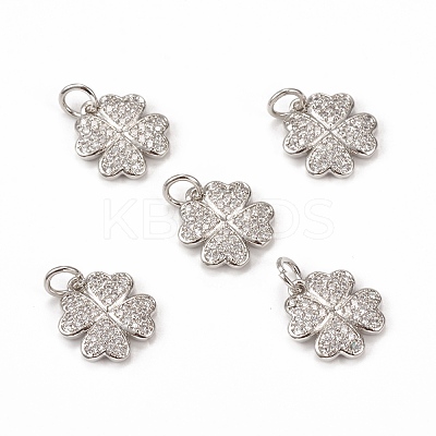 Brass Micro Pave Cubic Zirconia Charms KK-E068-VB112-1