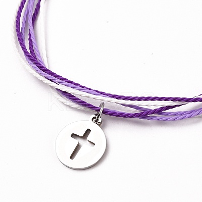 Waxed Polyester Cord Braided Bracelets BJEW-JB05663-01-1