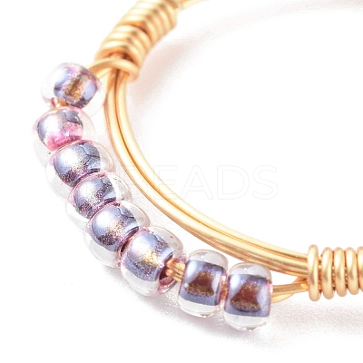 Adjustable Glass Seed Beads Finger Rings RJEW-JR00350-1