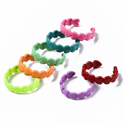 Spray Painted Brass Cuff Rings RJEW-S044-143-1