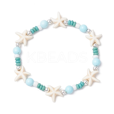Dyed Synthetic Turquoise & Natural Howlite Beads Bracelets for Women BJEW-JB11794-03-1