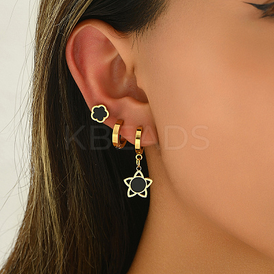 3 Pairs Flower 201 Stainless Steel Earring Sets ZH5576-1-1