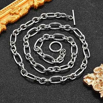 Non-Tarnish Unisex 304 Stainless Steel Figaro Chain Necklaces X-NJEW-H215-03P-1