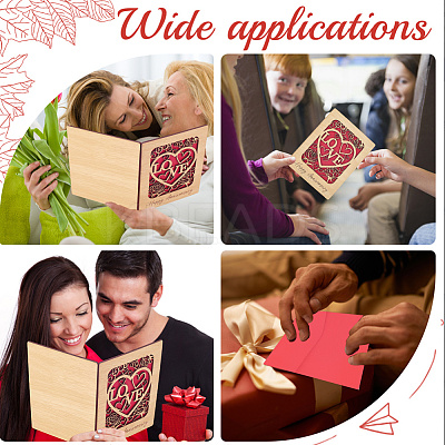 Valentine's Day Wooden Greeting Cards DIY-CP0011-91B-1