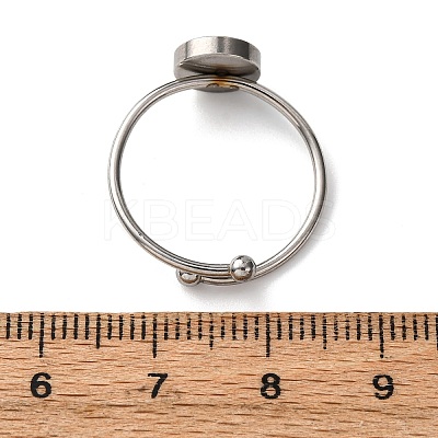 Adjustable 304 Stainless Steel Cuff Ring Components STAS-D372-08P-02-1