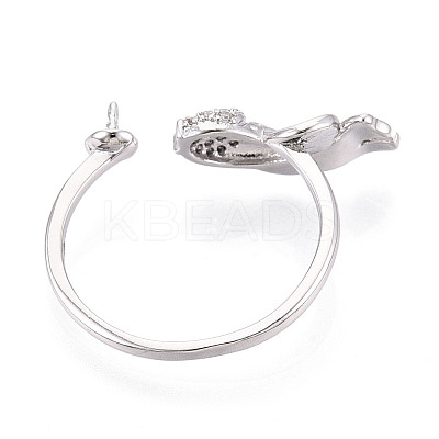 Fish Brass Micro Pave Clear Cubic Zirconia Cuff Ring Settings KK-T076-52P-1