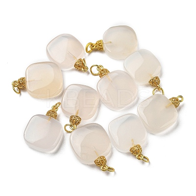 Natural White Agate Pendants G-R489-05G-1