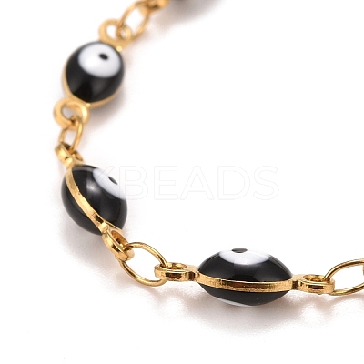Enamel Horse Eye Link Chains Bracelet BJEW-P271-05G-1