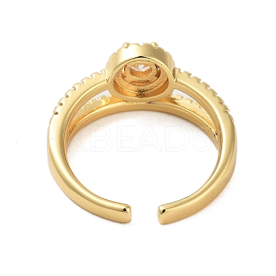 Brass Pave Cubic Zirconia Cuff Rings RJEW-U012-04G-04-1