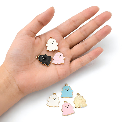 20Pcs 4 Colors Alloy Enamel Pendants ENAM-YW0002-68-1