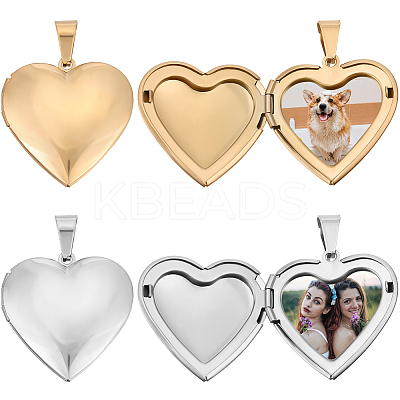 4Pcs 2 Colors 316 Surgical Stainless Steel Locket Pendants STAS-BBC0005-06-1