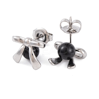 304 Stainless Steel Enamel Stud Earrings for Women EJEW-A049-18P-1