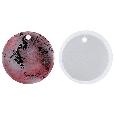 Flat Round Pendant Silicone Molds DIY-K047-05-1