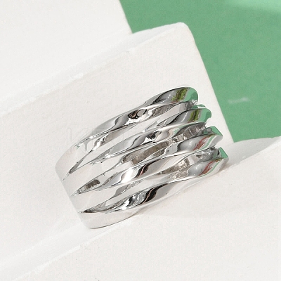 Brass Adjustable Open Cuff Rings for Women RJEW-C129-02P-1