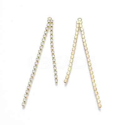 Brass Rhinestone Cup Chains Tassel Big Pendants KK-R129-08G-1