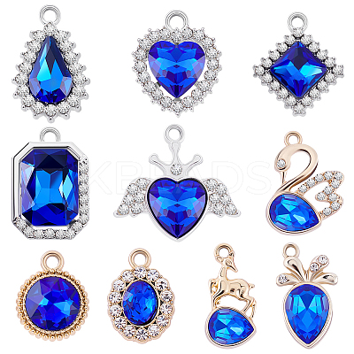 40Pcs 10 Style UV Plating Alloy Pendants ALRI-GA0001-07A-1