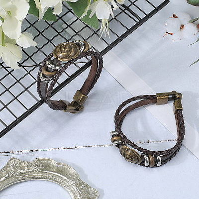 Leather Wide Cord Multi-Strand Bracelets BJEW-WH20009-04-1