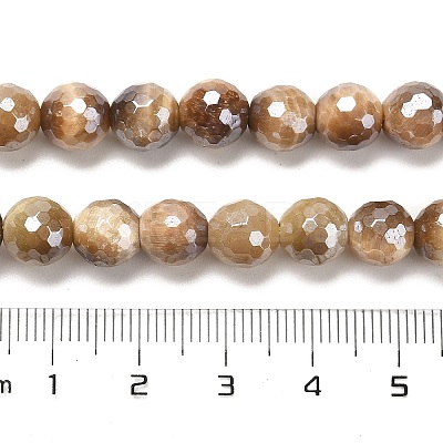 Electroplated Natural Tiger Eye Round Beads Strands G-L598-A04-02-1