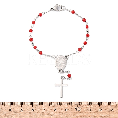 Glass Beads Rosary Bracelets BJEW-A032-04P-02-1