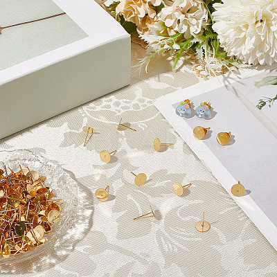 200Pcs 304 Stainless Steel Stud Earring Findings STAS-SC0010-27-1