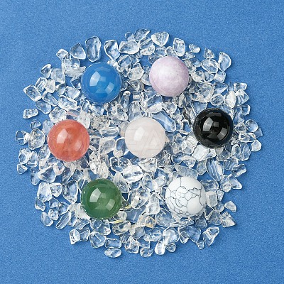 Natural & Synthetic Gemstone Healing Round Ornaments AJEW-FS0001-13A-1
