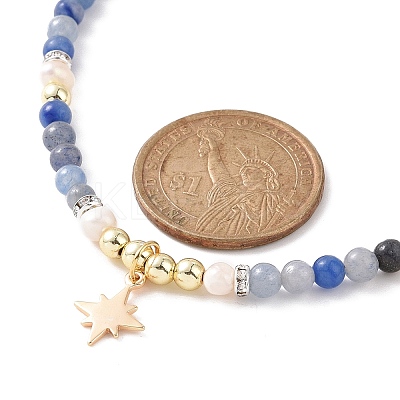 Brass Star Charm Bracelet & Necklace SJEW-JS01268-1