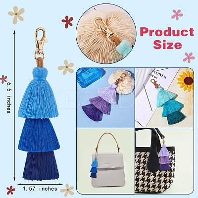 3Pcs Colorful Tassel Keychain Handmade Boho Keychain Personalized Bag Charm Tassel Keychain for Women JX282B-1