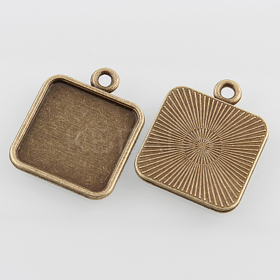 Square Alloy Pendant Cabochon Settings X-PALLOY-N0088-04AB-NF-1