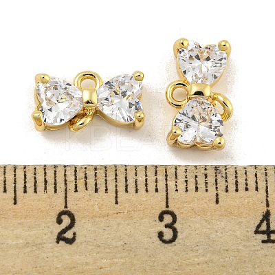 Brass Clear Cubic Zirconia Connector Charms KK-G490-10G-1