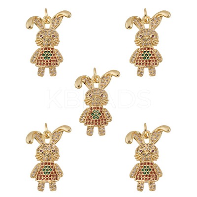 5Pcs Eco-Friendly Brass Micro Pave Cubic Zirconia Pendant ZIRC-SZ0001-96-1