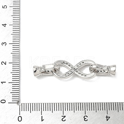 Brass Micro Pave Clear Cubic Zirconia Fold Over Clasps KK-U059-33P-1