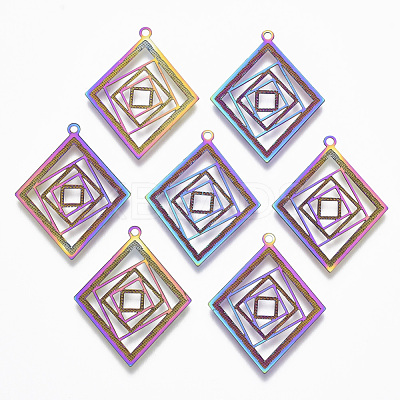 Ion Plating(IP) 304 Stainless Steel Filigree Pendants X-STAS-T057-04-1