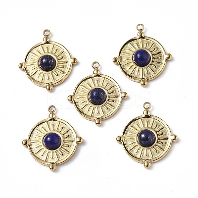 PVD Vacuum Plating 201 Stainless Steel Natural Lapis Lazuli Pendants STAS-C064-VC889-1