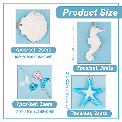 8 Sets 4 Style Resin Pendant Ornaments HJEW-GL0001-04-1