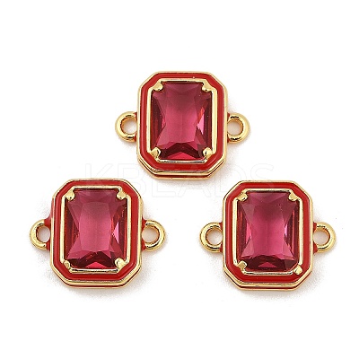 Brass Pave Glass Rectangle Connector Charms KK-Q043-09G-B-1-1