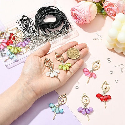 DIY Ballet Girl Alloy Pendant Earring/Necklace Making Kits DIY-YW0012-23-1
